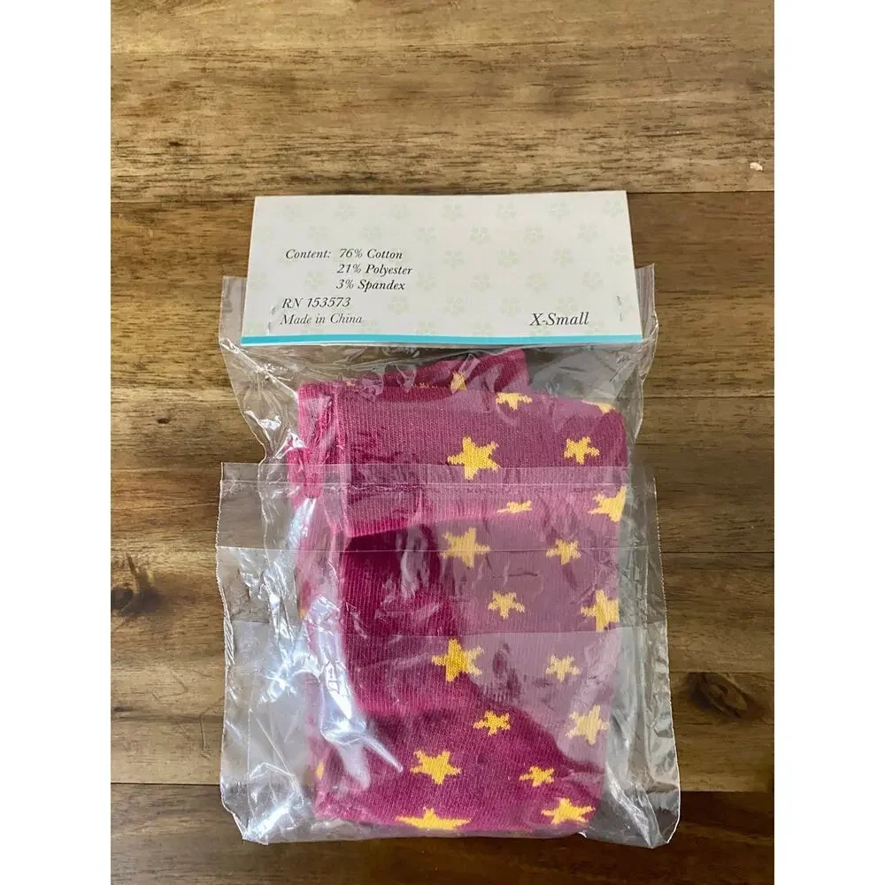 NIB Wildflowers Happy Go Lucky Star Bright Burgundy Yellow Footless Tights XS
